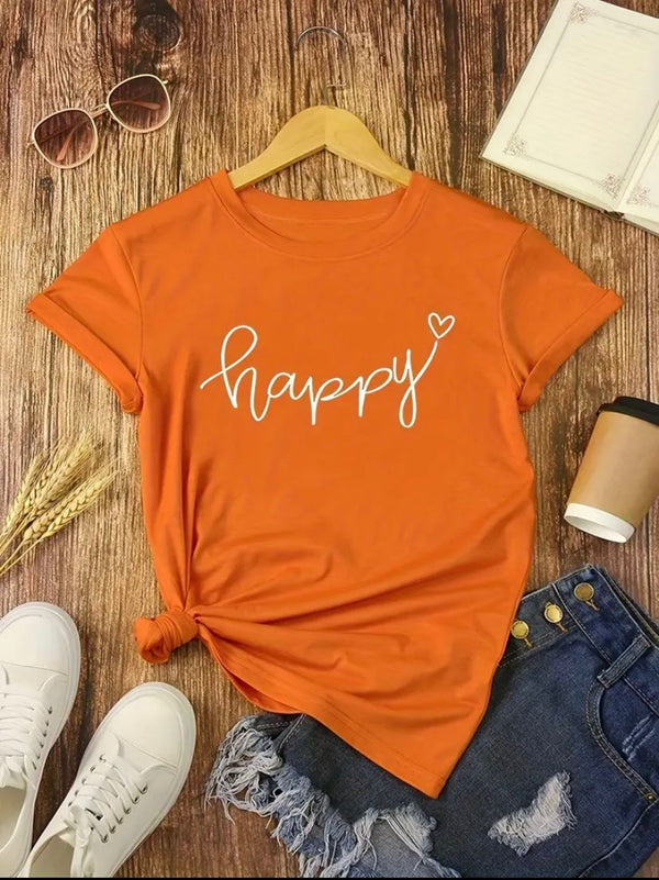 Camiseta Básica Happy Naranja