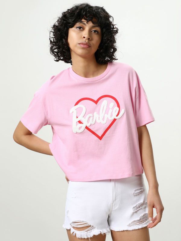 Camiseta Básica Barbie Corazón ROSADO
