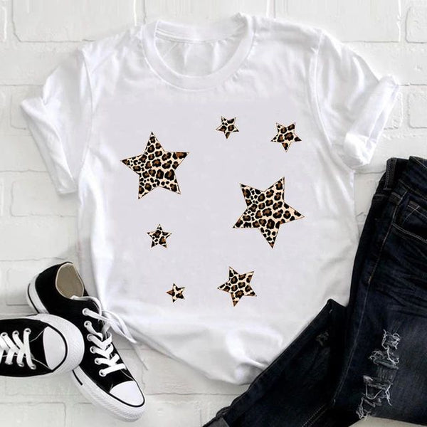 Camiseta Básica Estrellas animal print