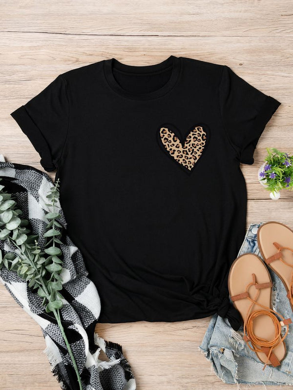 Camiseta Básica Corazón Animal Print