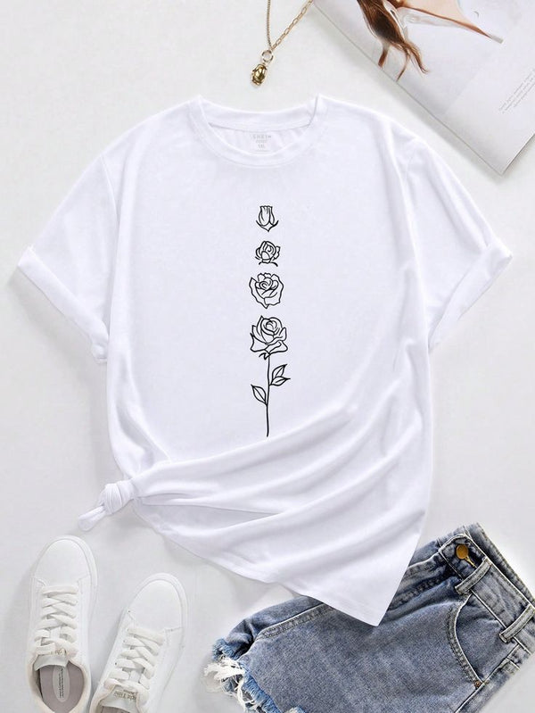 Camiseta Básica Rosas