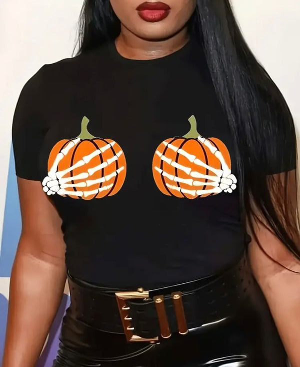 Camiseta Básica Halloween Calabazas