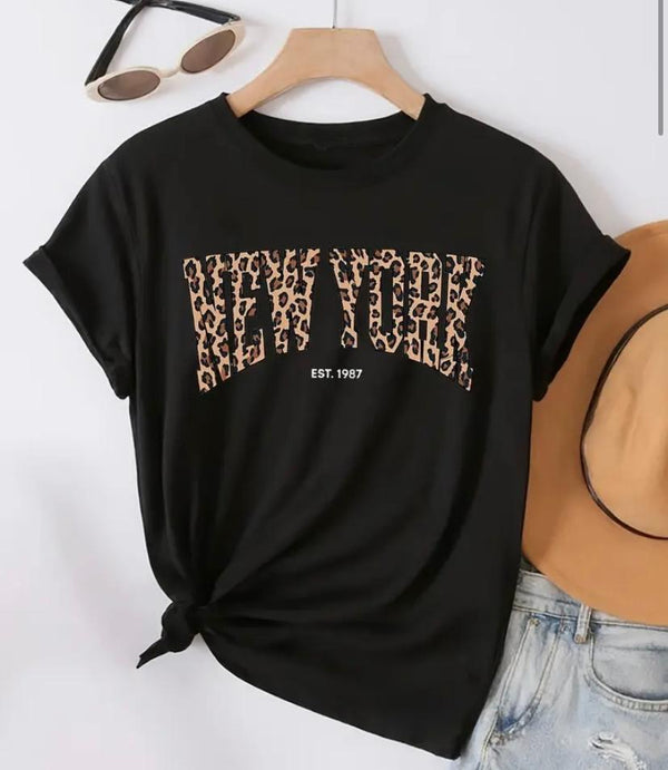 Camiseta New York Animal Print Mujer