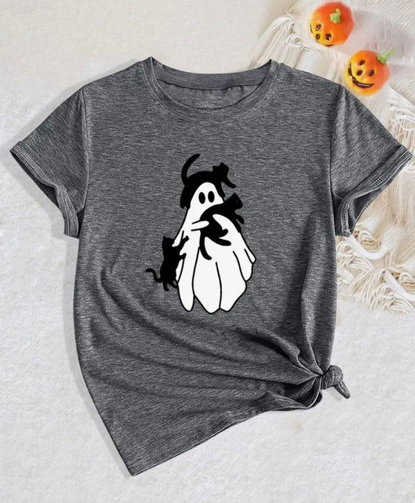 Camiseta Fantasma con gatos Halloween