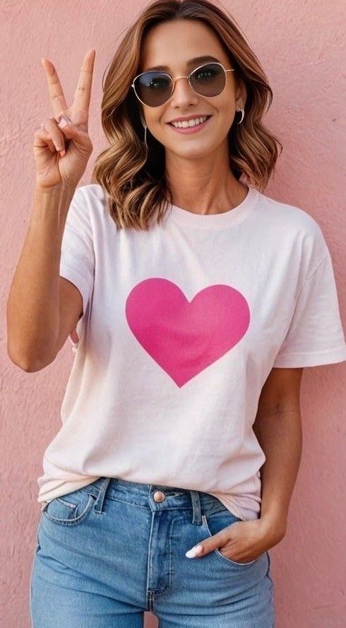 Camiseta Corazón Rosado
