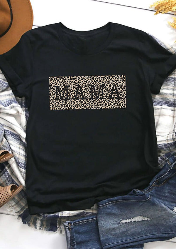 Camiseta Mamá Animal Print NEGRO