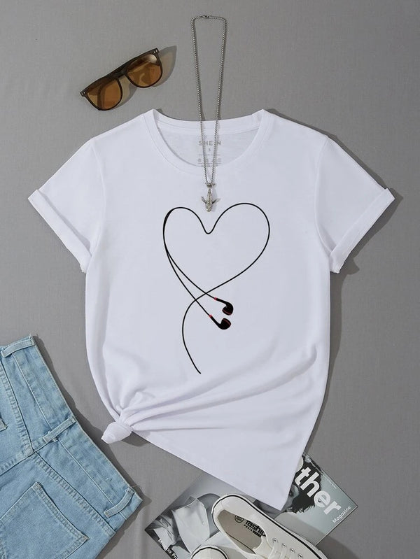 Camiseta Básica Audífonos Corazón
