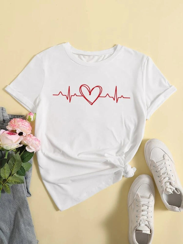 Camiseta Básica Latidos Rojos