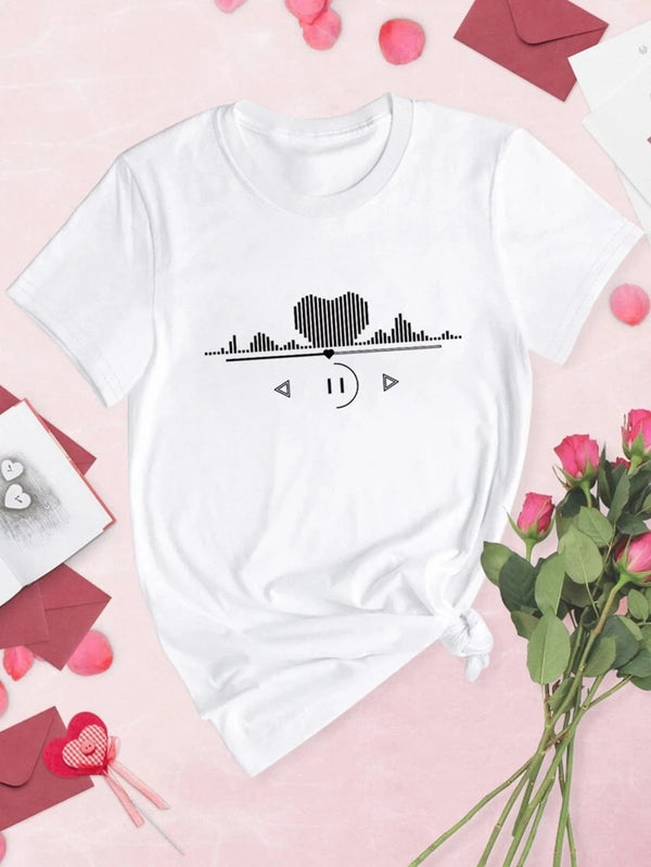 Camiseta Básica Corazón Ondas