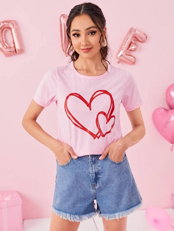 Camiseta Básica Doble Corazón