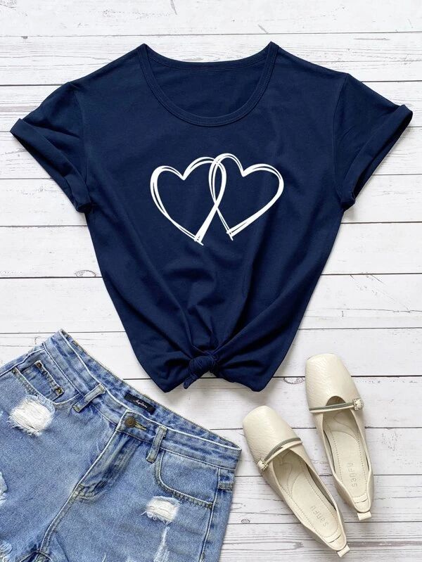 Camiseta Básica Dos Corazones