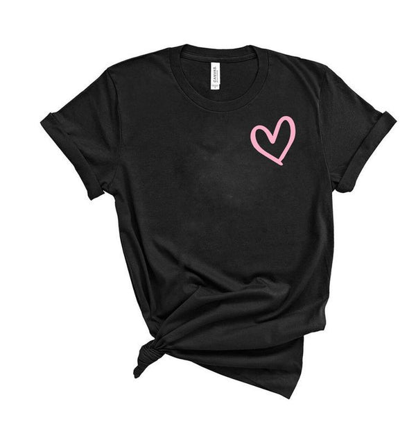 Camiseta Básica Corazón Rosado