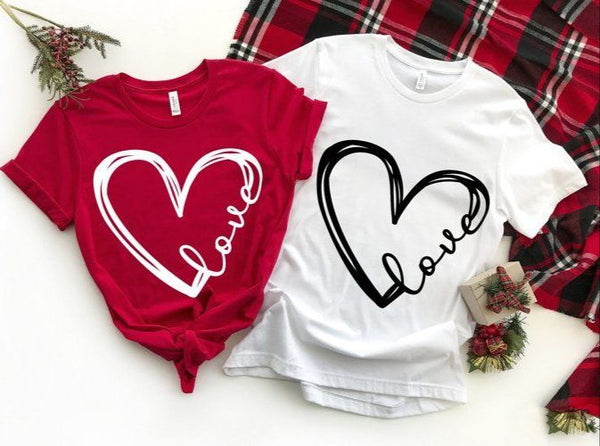 Camisetas Pareja Blanco y Rojo