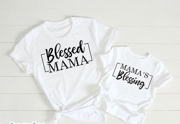 Camisetas Mamá e Hijo Blessed Mama BLANCO