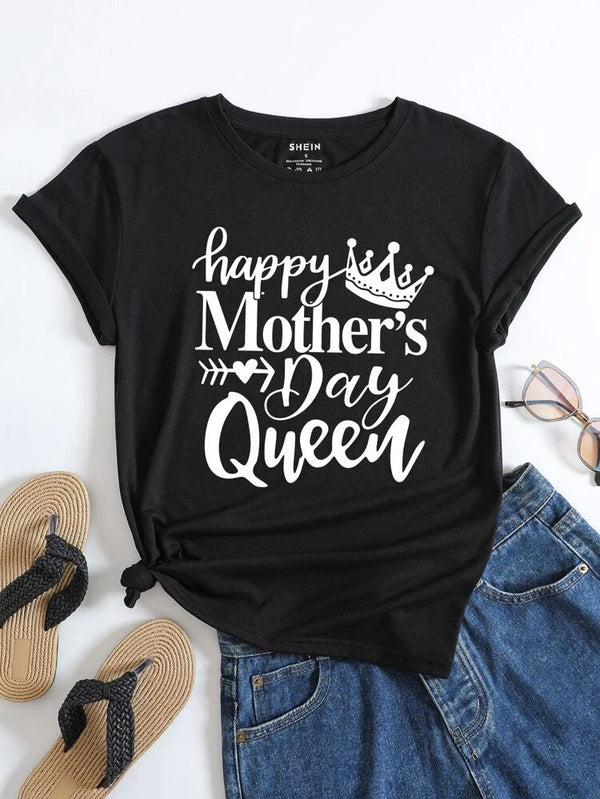 Camiseta Mamá Happy Mother's Day Queen NEGRO