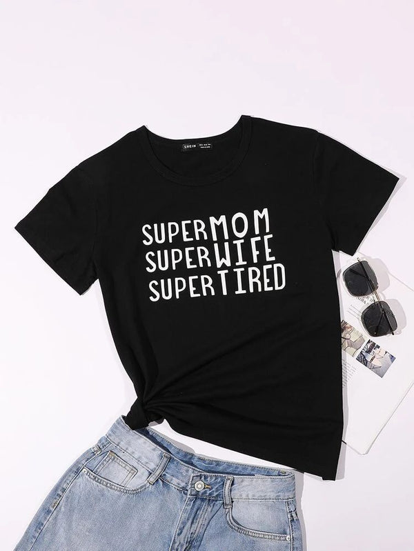 Camiseta Mamá Supermom NEGRO