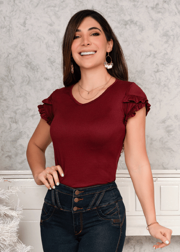 Blusa Vino Tinto O12216